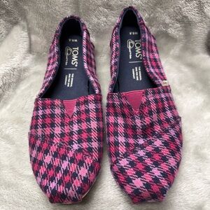 TOMS Vibrant Pink Checkered Slip-Ons